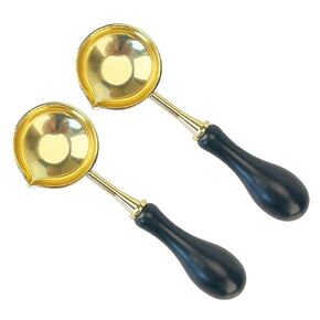 2 Pieces Wax Seal Spoon Brass Vintage Wooden Handle, Wax Seal Warmer for Wax Seal Stamp Envelope Letter Art Craft (2Pink)