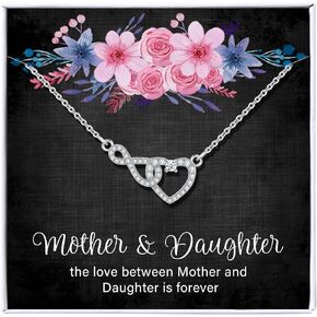 ALoveSoul Mother Daughter Necklace Gifts - 925 Sterling Silver Infinity Heart Necklaces Birthday Gifts for Daughter