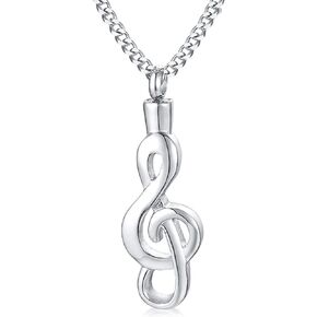 PEAS Fashion Stainless Steel Music Note Pendant Cremation Ashes Urn Necklace