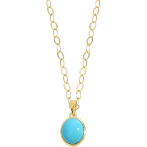 YoTreasure Arizona Turquoise Solid 14K Gold Plated Over 925 Sterling Silver Pendant Necklace