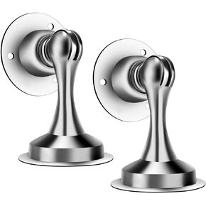 Magnetic Door Stops-Door Stopper-Stainless Steel, Door Holder Doorstop-No Drilling, 3M Double-Sided Adhesive Tape, Screws for Stronger Mount, Hold Your Door Open（2 Pack）