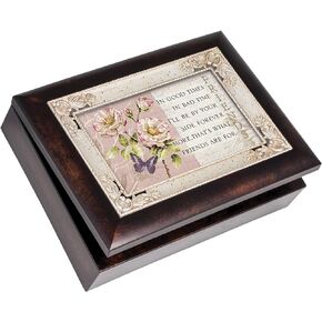 Cottage Garden Friends in Good Times and Bad Burlwood Jewelry Music Box Plays What Friends are for