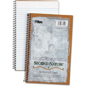 TOPS Second Nature Notebook, 9.5 x 6 Inch, College Ruled, 100% Recycled, 80 Sheets, Grey (74109)