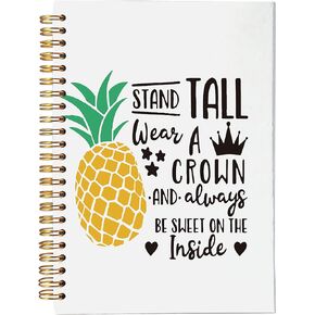 Be a Pineapple Stand Tall Wear A Crown Spiral Notebook Journal 5.5×8.3 Inch,Summer Pineapple Lined Hardcover Spiral Notebook for Work Notes Journaling,Gifts for Pineapples Lovers Girls