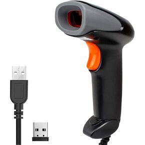 Wireless Barcode Scanner, 1D Laser Barcode Reader Handhold Barcode Scanner with USB Receiver and USB Cable for Warehouse, Store, Supermarket,Logistics.