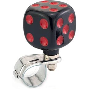 Steering Wheel Knob Suicide Spinner, Dice Shape Car Power Handle Grip Knobs Fit Most Manual Automatic Vehicles, Black & Red