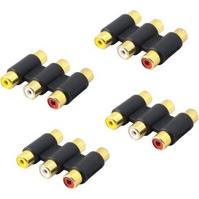 PNGKNYOCN 3 RCA Female to Female Coupler 4 Pack AV Audio Video Gender Converter Adaptor for Speaker,RCA Cable,Amplifier Etc（ Red/White/Yellow）