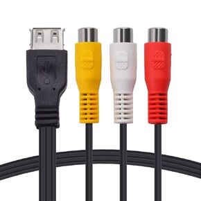 Aylifu USB to 3 RCA Cable,30cm USB Female to 3 RCA Female Adapter Cable Video Audio Converter Component