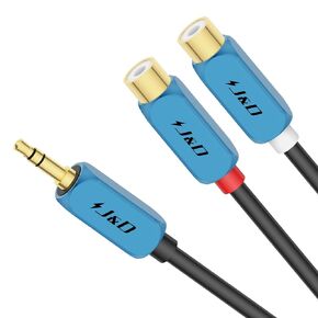 J&D 3.5 mm to 2 RCA Cable, 3.5 mm Male to 2RCA Female Stereo Audio Adapter Extension Cable RCA Female to 3.5mm Male with Heavy Duty Gold Plated Copper Shell, 1 Feet