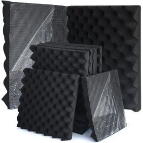 Shatex Acoustic Foam 12 Pack of 12x12x2inch,Composite Rubber and Plastic Acoustic Panels - Black, Soundproof Wall Panels for Unmatched Soundproofing and Acoustic Enhancement!