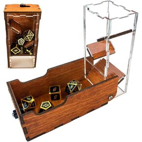 C4Labs Micro Travel Portable Dice Tower AND Dice Vault | Fits Standard Seven Set of Dice (Gunstock)