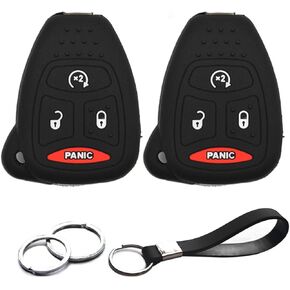 2pcs Compatible with Dodge Caliber Charger Dakota Durango Nitro Ram 1500 2500 3500 4500 5500 Jeep Commander Compass Grand Cherokee Patriot Wrangler Key Fob Cover Case Key Chain Shell Holder