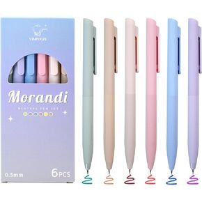 6 PCS Pastel Gel Pens, Colored Ink Pens, Pens Colorful for NoteTaking Journaling, Cute Retractable Pens 0.5mm Fine Point Quick Drying, Aesthetic Nurse School Office Supplies