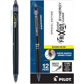 PILOT FriXion Synergy Retractable Clicker Erasable Gel Ink Pens, 0.5mm Extra Fine Point, Black Ink, Dozen