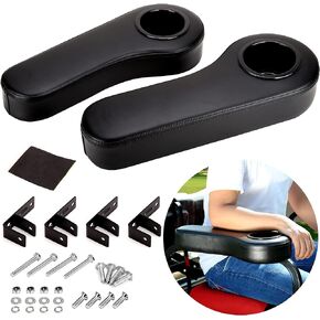 Golf Cart Armrest-Premium Leather, No Drilling with Cup Holder Rear Seat Kit for EZGO/Club Car/Other, Upgrade Support Frame, Suitable for 1.0" Square Tube Frame