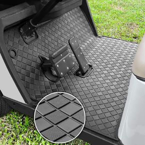 Golf Cart Floor Mat,Upgraded Non-Slip Full Coverage Liner Fits EZGO TXT (1994-2023), Express S4 (2012-2020), Valor, Workhorse Models - 1/3'' Thick Durable Rubber Heavy Duty Mats Easy Clean