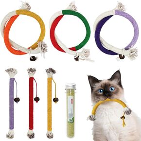 LUOKER 6 Pack Cat Chew Toys, Cat Toys with Catnip, Catnip Sticks, Cat Teething Toys, Cat Toys Interactive for Indoor Cats,Kitten Chew Rope Toys Teething, Teething Toys for Kittens Cats Kitty