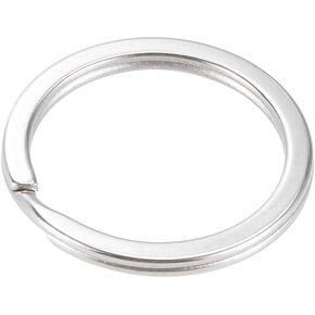 uxcell Split Key Rings 35mm Open Flat Jump Connector for Lanyard Zipper Handbag, Stainless Steel, Pack of 10