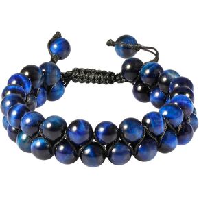 TUMBEELLUWA Beaded Bracelet Stone 8mm Double Layers Adjustable Meditation Power Healing Crystal Bracelets