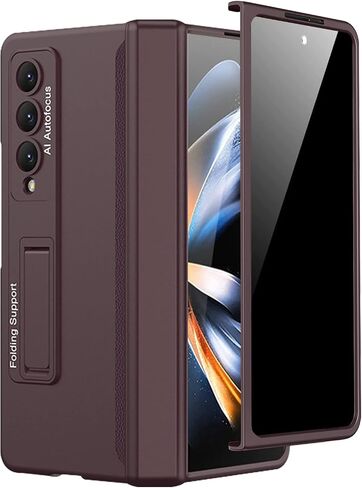 حافظة Miimall لهاتف Samsung Galaxy Z Fold 4 مع واقي شاشة للخصوصية، ومسند مدمج مريح قابل للتعديل وحماية مفصلة مغناطيسية، حافظة واقية شاملة لهاتف Galaxy Z Fold 4 5G (أسود) in Kuwait