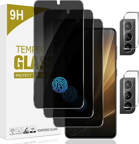 [3 + 2 حزمة] واقي شاشة زجاجي مقوى للخصوصية لهاتف Galaxy S21 Plus مع عبوتين من واقي عدسة الكاميرا، فتح بصمة الإصبع، صلابة 9H مقاومة للخدش، لهاتف Samsung Galaxy S21 Plus 5G (6.7 بوصة) in Saudi Arabia