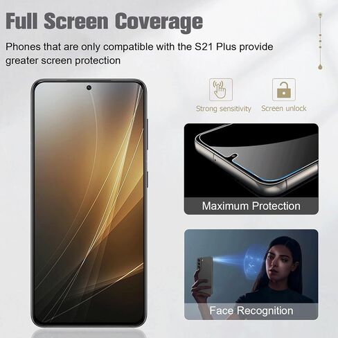 [3 + 2 حزمة] واقي شاشة زجاجي مقوى للخصوصية لهاتف Galaxy S21 Plus مع عبوتين من واقي عدسة الكاميرا، فتح بصمة الإصبع، صلابة 9H مقاومة للخدش، لهاتف Samsung Galaxy S21 Plus 5G (6.7 بوصة) in Saudi Arabia