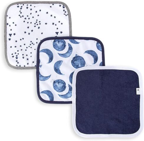 Burt's Bees Baby - Burp Cloths, 5-Pack Extra Absorbent 100% Organic Cotton Burp Cloths (Hello Moon!) & Washcloths, Absorbent Knit Terry, Super Soft 100% Organic Cotton in Saudi Arabia