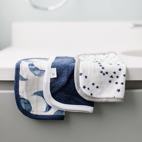 Burt's Bees Baby - Burp Cloths, 5-Pack Extra Absorbent 100% Organic Cotton Burp Cloths (Hello Moon!) & Washcloths, Absorbent Knit Terry, Super Soft 100% Organic Cotton in Saudi Arabia