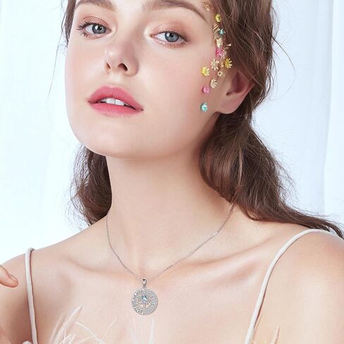 Sterling Silver Tree of Life Zodiac Necklace embalished with Heart Birthstone Birthday Gifts for Women Teen Girls in Saudi Arabia