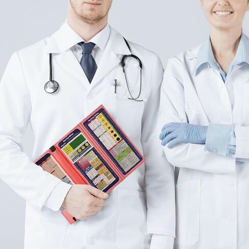 حافظة للتمريض قابلة للطي، حافظة قابلة للطي مع أوراق الغش لإصدار التمريض، 3 طبقات حافظة للممرضات مع مشبك منخفض ومشبك قلم جيب حافظة ثلاثية الطي للطلاب والممرضات والأطباء، وردي in Kuwait