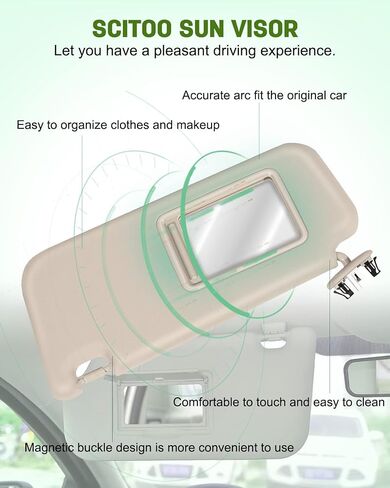 SCITOO Left & Right Sides Sun Visor Assembly fit for 2006-2013 for Toyota RAV4 with Sunroof (Beige) in Saudi Arabia