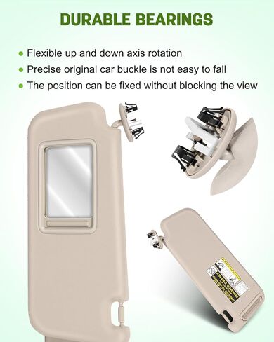 SCITOO Left & Right Sides Sun Visor Assembly fit for 2006-2013 for Toyota RAV4 with Sunroof (Beige) in Saudi Arabia