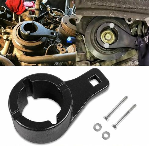 Car Crankshaft Damper Pulley Holding Holder, Automotive Harmonic Tool with 2PCS Crank Bolts, Vehicle Repair Accessories Compatible with V6, V8, L6, Universal for SUV, Truck, RV in Saudi Arabia