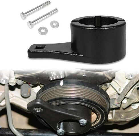 Car Crankshaft Damper Pulley Holding Holder, Automotive Harmonic Tool with 2PCS Crank Bolts, Vehicle Repair Accessories Compatible with V6, V8, L6, Universal for SUV, Truck, RV in Saudi Arabia
