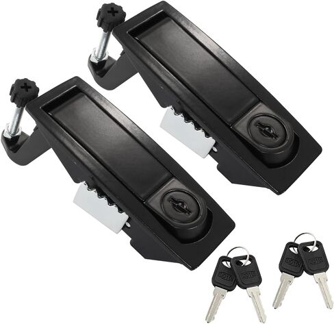 2 Pcs Compression Latch Lock, Zinc Alloy Trigger Latch Lock Adjustable Lever Hand Operated Compression Latch with Raised Trigger, with Keys(Black) in Saudi Arabia