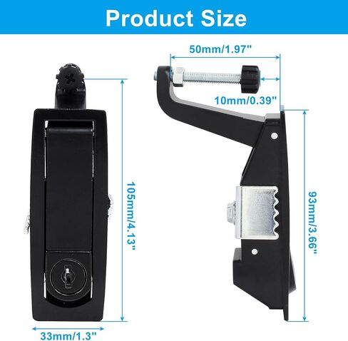 2 Pcs Compression Latch Lock, Zinc Alloy Trigger Latch Lock Adjustable Lever Hand Operated Compression Latch with Raised Trigger, with Keys(Black) in Saudi Arabia