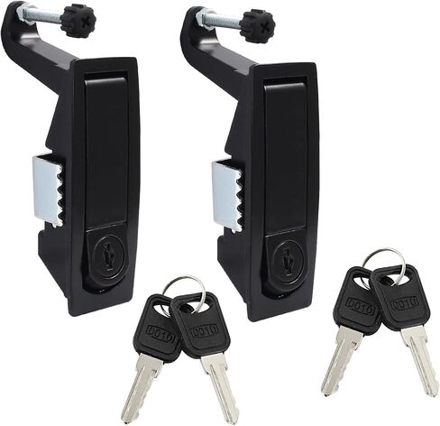 2 Pcs Compression Latch Lock, Zinc Alloy Trigger Latch Lock Adjustable Lever Hand Operated Compression Latch with Raised Trigger, with Keys(Black) in Saudi Arabia