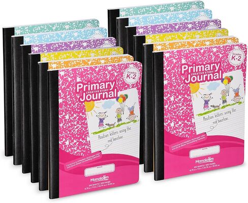 دفتر التكوين الأساسي K-2، درجات المجلة الابتدائية K 2، مرحلة ما قبل المدرسة، الصف الأول، دفاتر رياض الأطفال، قواعد أساسية - 9.75 بوصة × 7.50 بوصة - أغطية متينة - 100 ورقة - ألوان متنوعة - (عبوتان) in Kuwait