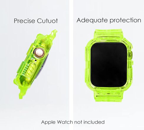 Blingbrione Clear Case with Band Compatible Apple Watch 45mm 38mm 40mm 41mm 42mm 44mm Women Men Girl,Silicone Jelly Transparent Soft Soprt Strap with Cover for iWatch Series 9 8 7 6 5 4 3 2 1 SE Blue Pink Green Orange in Saudi Arabia