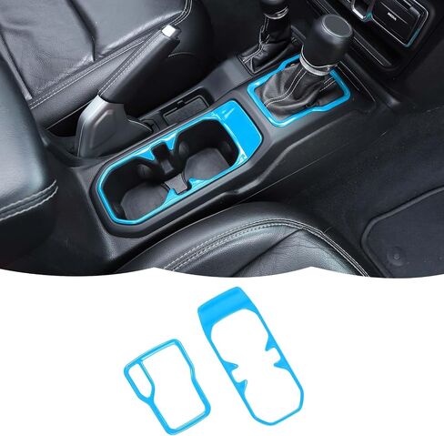 RT-TCZ Cup Holder Trim Cover Gear Shift Cover Center Console Decoration Interior Accessories Compatible with Jeep Wrangler JL JLU & Gladiator JT 2018-2024,Light Blue in Saudi Arabia