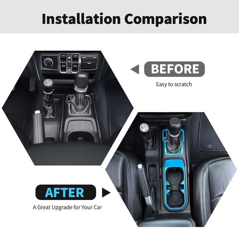 RT-TCZ Cup Holder Trim Cover Gear Shift Cover Center Console Decoration Interior Accessories Compatible with Jeep Wrangler JL JLU & Gladiator JT 2018-2024,Light Blue in Saudi Arabia