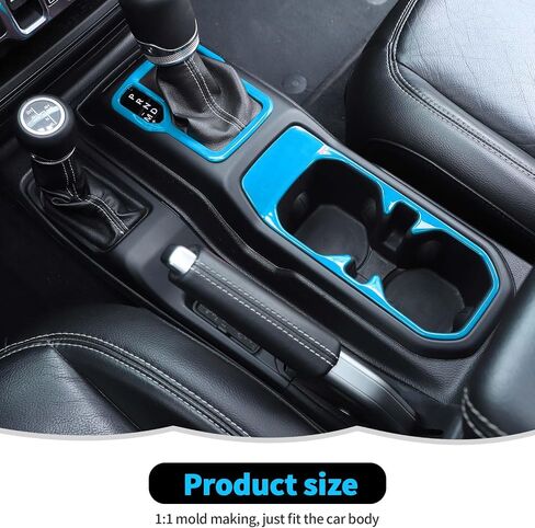 RT-TCZ Cup Holder Trim Cover Gear Shift Cover Center Console Decoration Interior Accessories Compatible with Jeep Wrangler JL JLU & Gladiator JT 2018-2024,Light Blue in Saudi Arabia