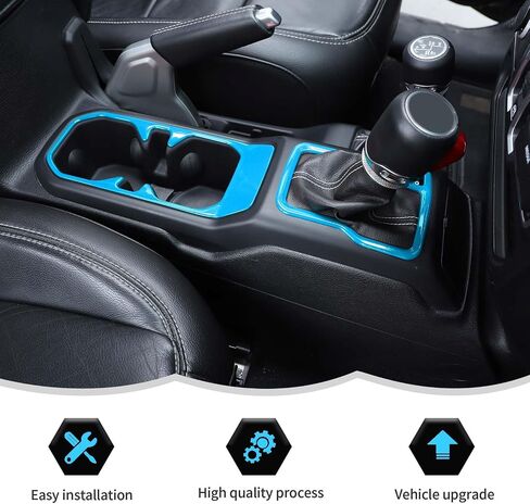 RT-TCZ Cup Holder Trim Cover Gear Shift Cover Center Console Decoration Interior Accessories Compatible with Jeep Wrangler JL JLU & Gladiator JT 2018-2024,Light Blue in Saudi Arabia