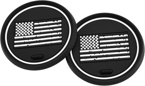 2 Pack Car Coasters, 2.75 Inch American Flag Soft Rubber Cup Holder Pad Set Round Auto Cup Holder Insert Drink Coaster Car Interior Accessories in Saudi Arabia