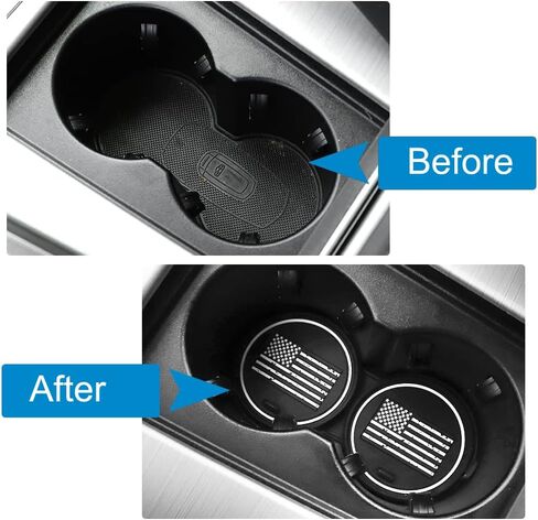 2 Pack Car Coasters, 2.75 Inch American Flag Soft Rubber Cup Holder Pad Set Round Auto Cup Holder Insert Drink Coaster Car Interior Accessories in Saudi Arabia