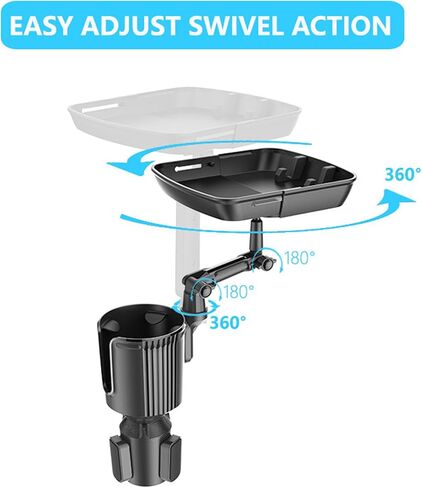 صينية حامل أكواب السيارة، حامل أكواب السيارة، محول موسع، صينية السيارة لتناول الطعام، حامل أكواب قابل للتوسيع لصينية السيارة، طاولة دوارة قابلة للتعديل مع فتحة هاتف إضافية مناسبة لمعظم السيارات والشاحنات، أسود in Kuwait