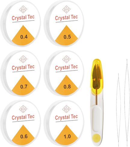 6 لفات من حبل سلسلة السوار المرن، سلسلة سوار قابلة للتمدد، سلك خيط مرن من الكريستال الشفاف، سلسلة مرنة للأساور والخرز وصنع المجوهرات سلسلة سوار الصداقة من الخرز الطيني in Kuwait