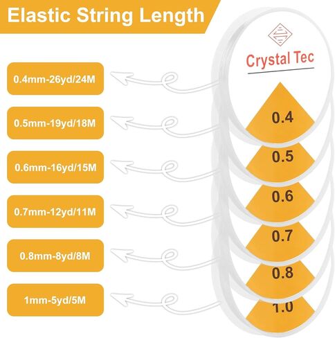 6 لفات من حبل سلسلة السوار المرن، سلسلة سوار قابلة للتمدد، سلك خيط مرن من الكريستال الشفاف، سلسلة مرنة للأساور والخرز وصنع المجوهرات سلسلة سوار الصداقة من الخرز الطيني in Kuwait