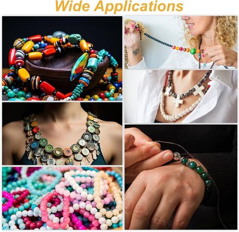 6 لفات من حبل سلسلة السوار المرن، سلسلة سوار قابلة للتمدد، سلك خيط مرن من الكريستال الشفاف، سلسلة مرنة للأساور والخرز وصنع المجوهرات سلسلة سوار الصداقة من الخرز الطيني in Kuwait