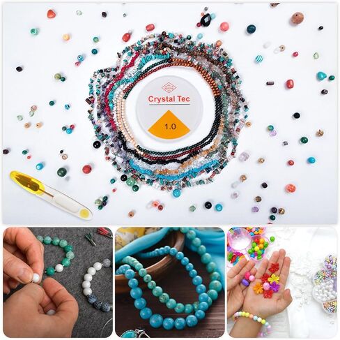 6 لفات من حبل سلسلة السوار المرن، سلسلة سوار قابلة للتمدد، سلك خيط مرن من الكريستال الشفاف، سلسلة مرنة للأساور والخرز وصنع المجوهرات سلسلة سوار الصداقة من الخرز الطيني in Kuwait